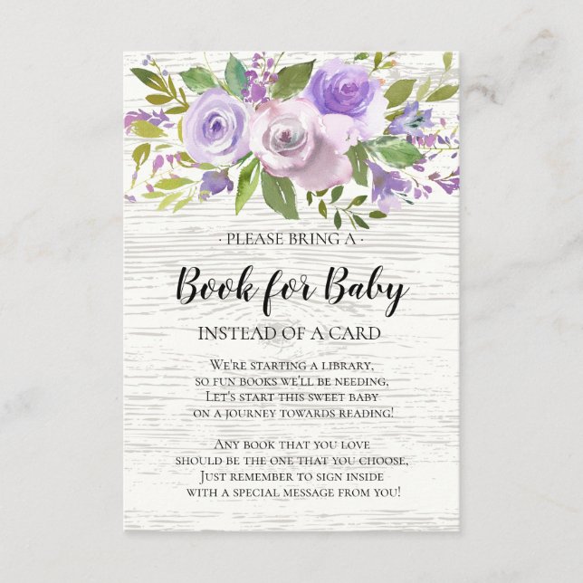 Rustic Lavender Floral Baby Shooting Book for Baby Begleitkarte (Vorderseite)