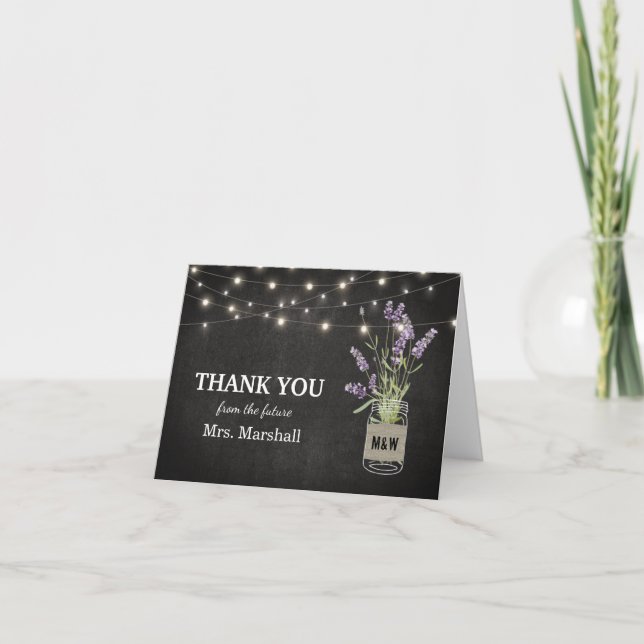 Rustic Lavender Lights Brautparty Vielen Dank Dankeskarte (Vorderseite)
