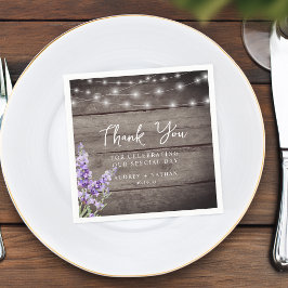 Rustic Lavender Lights Wedding Vielen Dank Serviette