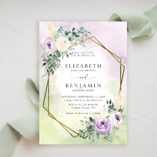Rustic Lavender Lila Boho Chic Geometric Wedding Einladung
