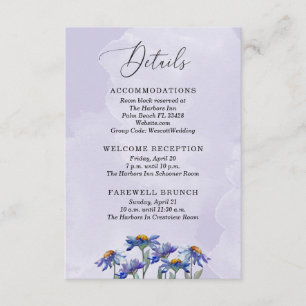 Rustic Lavender Lila Daisies Wedding Details Begleitkarte