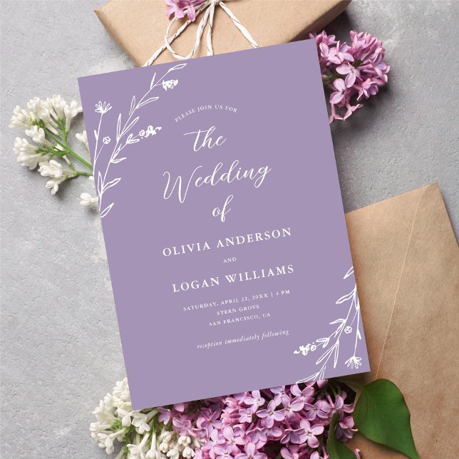 Rustic Lavender Lila Wildblume Boho Wedding Einladung (Von Creator hochgeladen)