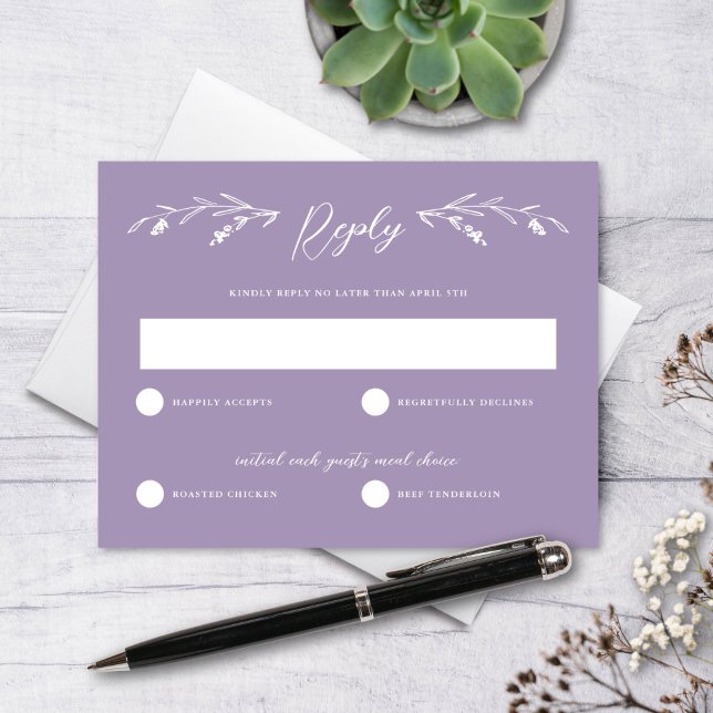 Rustic Lavender Lila Wildblume Hochzeit RSVP Einladung (Von Creator hochgeladen)
