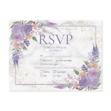 Rustic Lavender Lilac Gold Floral Wedding RSVP