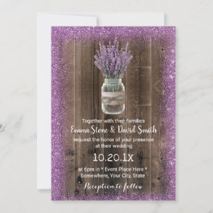 Rustic Lavender Mason Jar Lila Blume Hochzeit Einladung