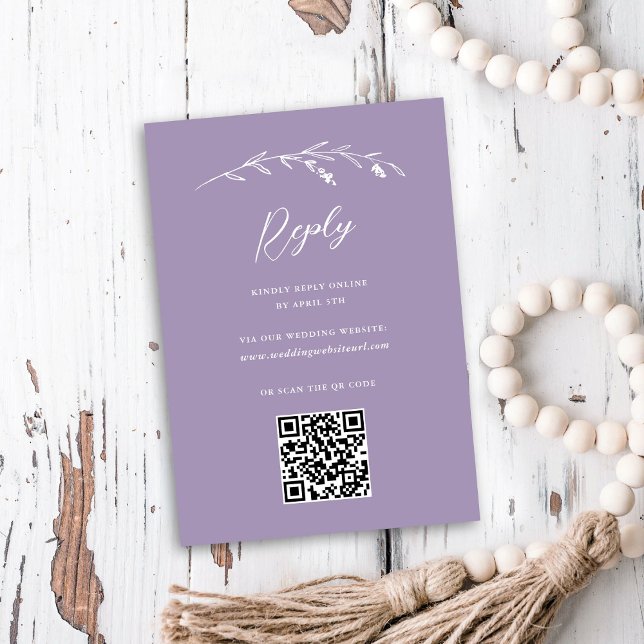 Rustic Lavender Wildblume Online QR Code Wedding RSVP Karte (Von Creator hochgeladen)