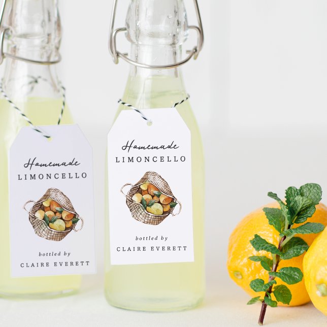Rustic Lemon Basket Limoncello Favor Tag Geschenkanhänger (Von Creator hochgeladen)