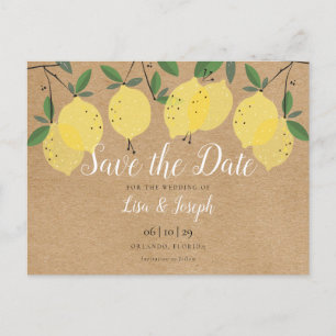 Rustic Lemons Boho Elegant Save the Date Postkarte