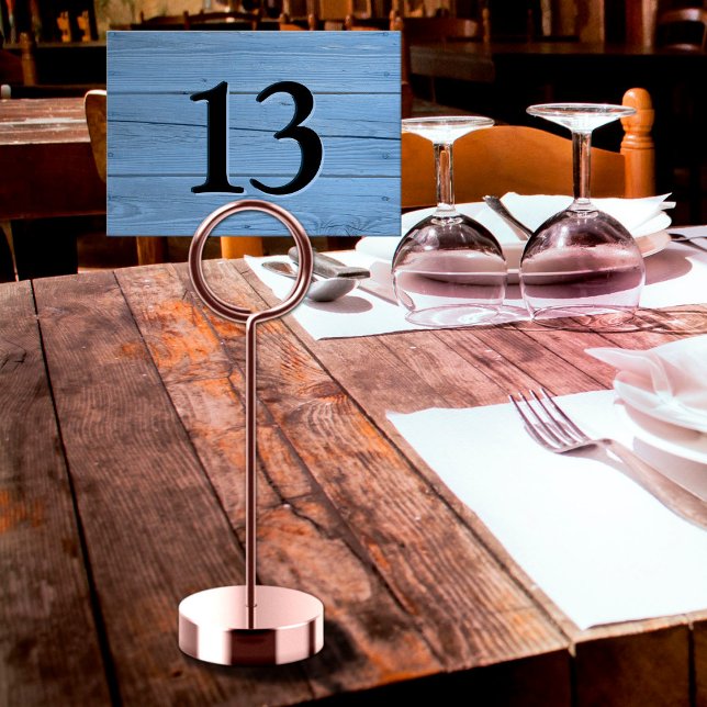 Rustic Light Blue Faux Engraved Cafe Tischnummer (Rustic Light Blue Faux Engraved Cafe Table Number)