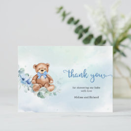 Rustic Light Blue Floral Teddy Bären Vielen Dank Begleitkarte