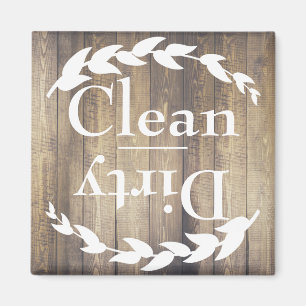 Rustic Light Wood Farmhouse Laurels Clean Dirty Magnet