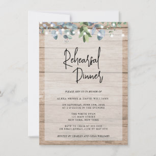 Rustic Lights Floral Rehearer Dîner Invitation