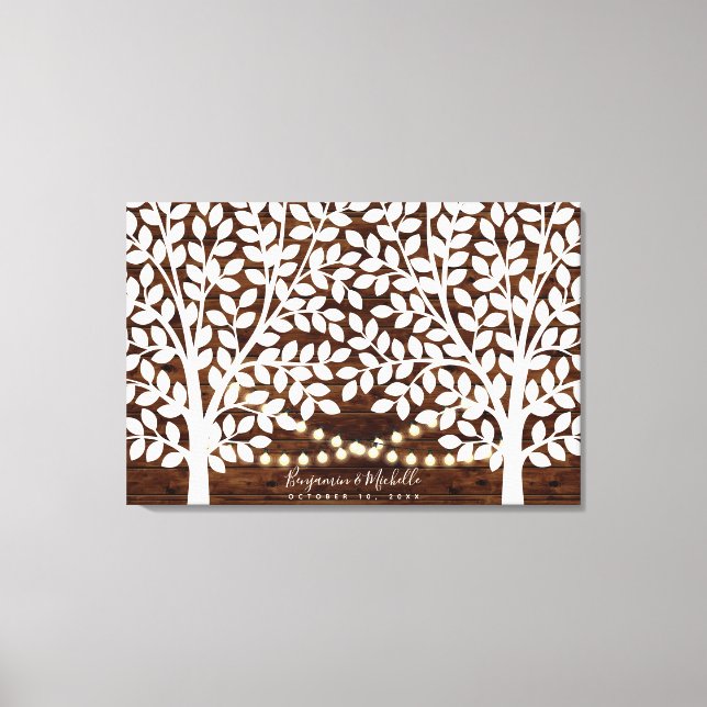 Rustic Lights Guest Book Leinwand - 250 Unterschri (Vorderseite)