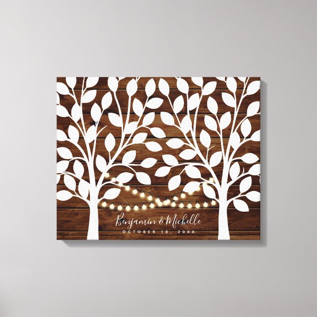 Rustic Lights Guest Book Leinwand - 50 Unterschrif (Vorderseite)