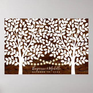 Rustic Lights Guest Book Poster - 250 Unterschrift