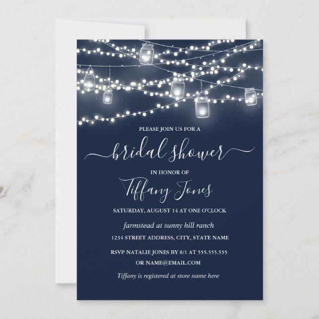 Rustic Lights Marine Nuptiale Douche Invitation (Devant)