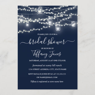 Rustic Lights Navy Bridal Dusche Einladung