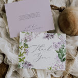 Rustic Lilac Danke-Karte Dankeskarte<br><div class="desc">Diese rustikale lila Dankkarte ist perfekt für eine Frühjahrs- oder Sommerhochzeit. Das romantische und elegante Blumendesign besticht durch lila lila Wildblumen in Aquarelltönen mit einem bohenhaften Ambiente im Landgarten. Personalisieren Sie die Rückseite der Karte mit Ihren Namen, und eine Dankeschön-Nachricht. Alternativ können Sie den Bereich Dankeschön Meldungsvorlage leer verlassen werden,...</div>