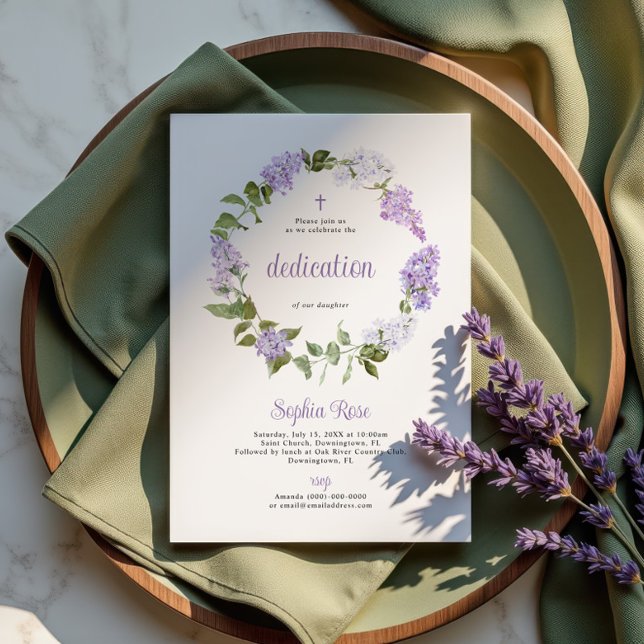 Rustic Lilac Flowers Dedication Invitation Einladung (Von Creator hochgeladen)