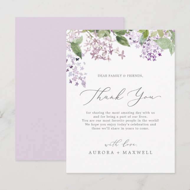 Rustic Lilac Vielen Dank Empfang Card Postkarte (Vorne/Hinten)
