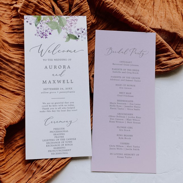 Rustic Lilac Wedding Program Programm (Von Creator hochgeladen)