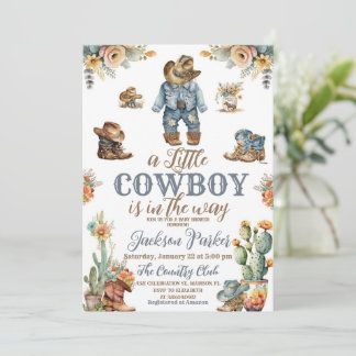 Rustic Little Cowdoy Wild West Boy Baby Dusche Einladung
