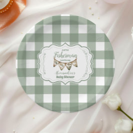 Rustic Little Fisherman Fishing Baby Shower Pappteller