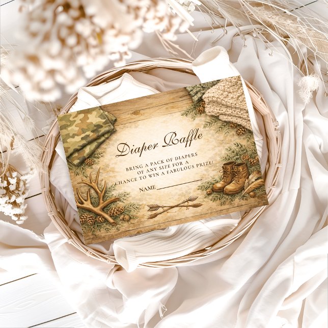 Rustic Little Hunter Woodland Diapper Raffle Begleitkarte (Von Creator hochgeladen)