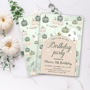 Rustic Little Pumpkin Fall Green Geburtstagsparty Einladung