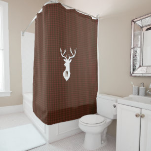 Rustic Lodge Cabine Deer rideau de douche monogram