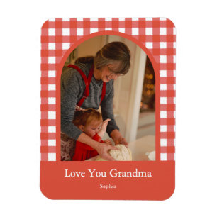 Rustic Love You Oma Gingham Foto Magnet