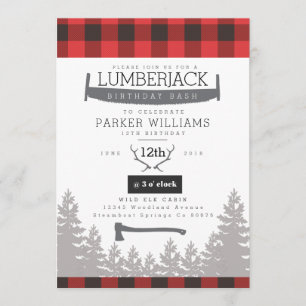 Rustic Lumberjack Anniversaire Bash Invitation