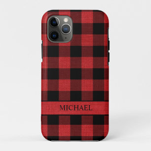Rustic Lumberjack Red Black Buffalo Karo Name Case-Mate iPhone Hülle