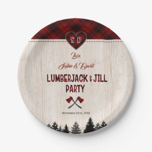 Rustic LumberJack und Jill Wedding Couple Shower Pappteller