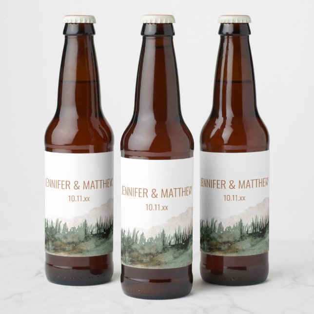 Rustic Luxe Nature Outdoor Mountains Gastgeschenk  Bierflaschenetikett (Flaschen)