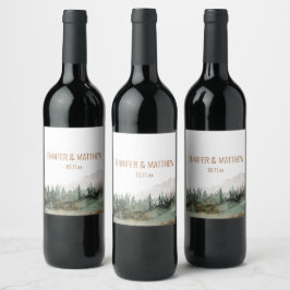 Rustic Luxe Nature Outdoor Mountains Gastgeschenk  Weinetikett