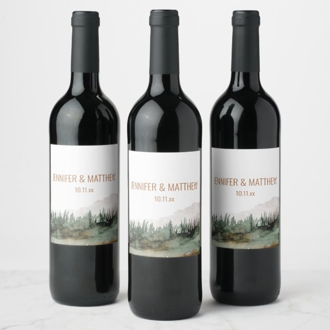 Rustic Luxe Nature Outdoor Mountains Gastgeschenk  Weinetikett (Flaschen)