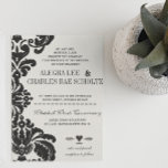 Rustic Luxe Vintag Black Damask Wedites Einladung<br><div class="desc">Vintage Schwarze Flora Elegant Rustikales Englisch CottageCore Ästhetik Vintag Moderne Damask Hochzeit Die Einladungen kürzen</div>