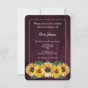 Rustic Magenta Sonnenblume Brautparty Einladung