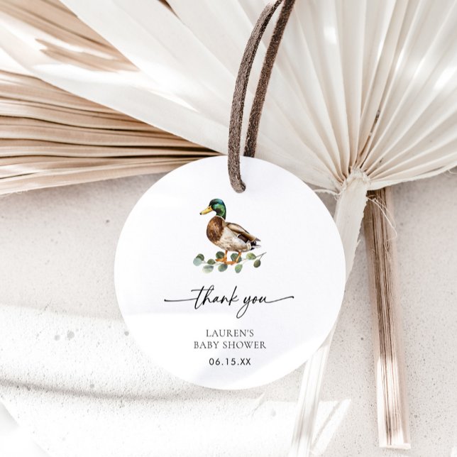 Rustic Mallard Duck Danke Baby Duck Geschenkanhänger (Von Creator hochgeladen)