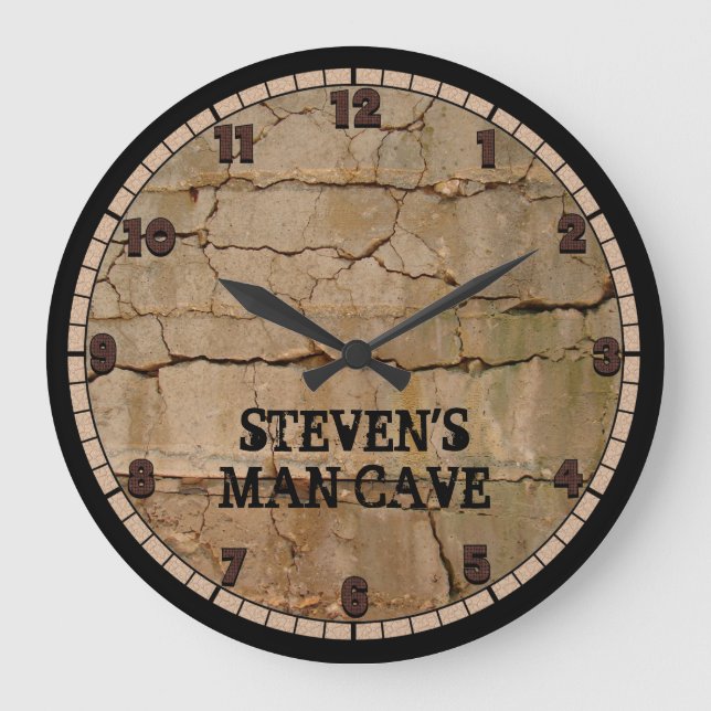 Rustic Man Cave Custom Round Clock Große Wanduhr (Vorderseite)