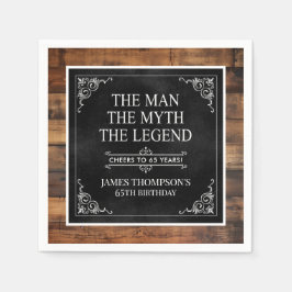 Rustic Man Myth Legend 65. Geburtstag Schwarz Serviette
