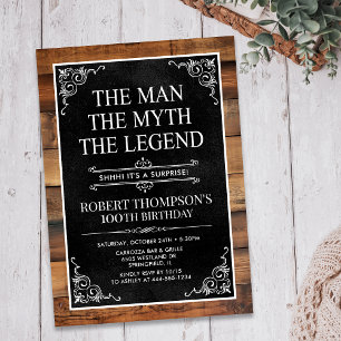 Rustic Man Myth Legend Überraschung 100. Geburtsta Einladung