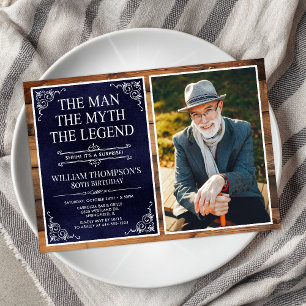 Rustic Man Myth Legend Überraschung 80. Geburtstag Einladung