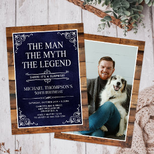 Rustic Man Myth Legend Überraschung Foto 50 Geburt Einladung