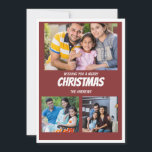 Rustic Maroon Red Christmas Foto Collage Karte<br><div class="desc">Schicken Sie mit dieser Minimal Script Red Merry Christmas Foil Card Ihre wärmsten Urlaubswünsche stilvoll. Das elegante Design zeichnet sich durch einen kühlen, roten Hintergrund aus, der durch elegante Folienprägung hervorgehoben wird und einen eleganten und dennoch festlichen Look schafft. Das minimalistische Drehbuch vermittelt zeitlosen Charme und macht es zu einer...</div>