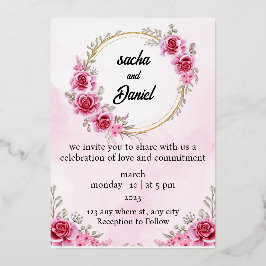 Rustic Maroon Winter Wedding Floral Folieneinladung