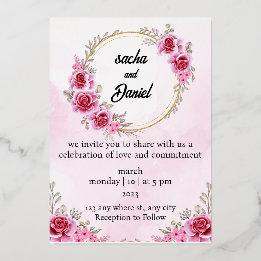 Rustic Maroon Winter Wedding Floral Folieneinladung