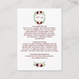 Rustic Marsala Blumenstrauß Details zur Hochzeit Begleitkarte