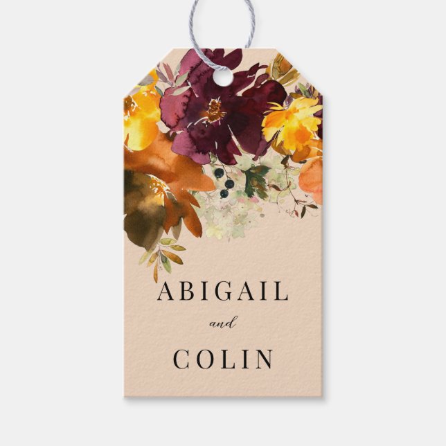 Rustic Marsala Burnt Orange Fall Wreath Geschenkanhänger (Vorderseite)